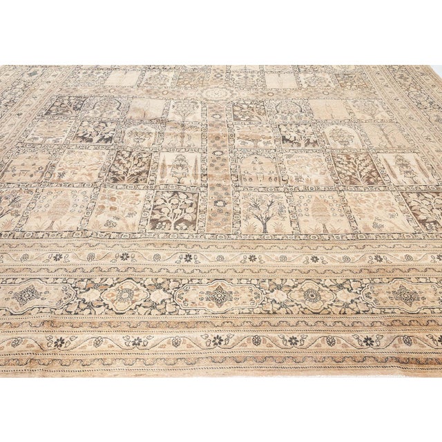 Late 19th Century Authentic Persian Tabriz Botanic Handmade Wool Carpet For Sale - Image 5 of 6