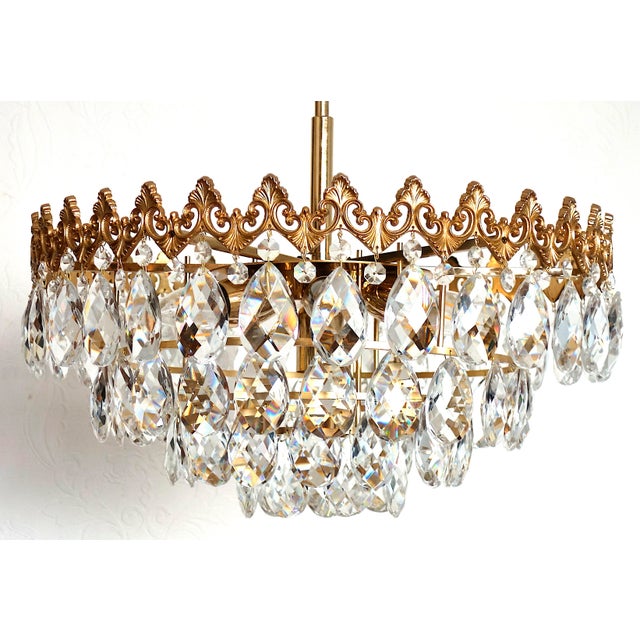 Vienna Brass-Lead Crystal Seven Light Chandelier from Bakalowits, 1960s For Sale - Image 12 of 12