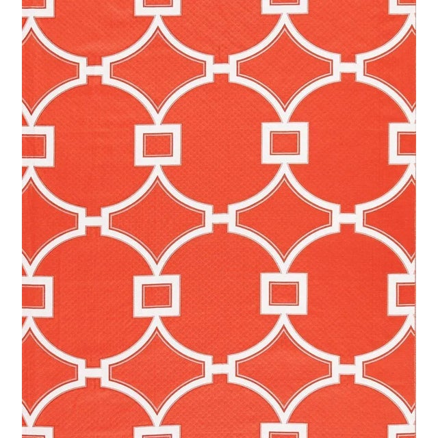 The House of Scalamandré Circle Fret Fabric, Coral For Sale