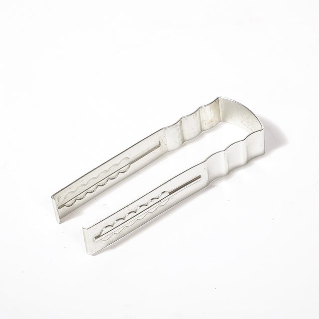 1930s Art Deco Ice Bucket in Blue Glass W/ Aluminum Base & Tongs Signed Kensington For Sale - Image 16 of 16