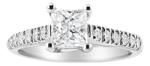 14K White Gold 1 1/5 Cttw 4-Prong Set Princess Diamond Classic Engagement Ring (I1-I2 Color, H-I Clarity) Ring Size 6