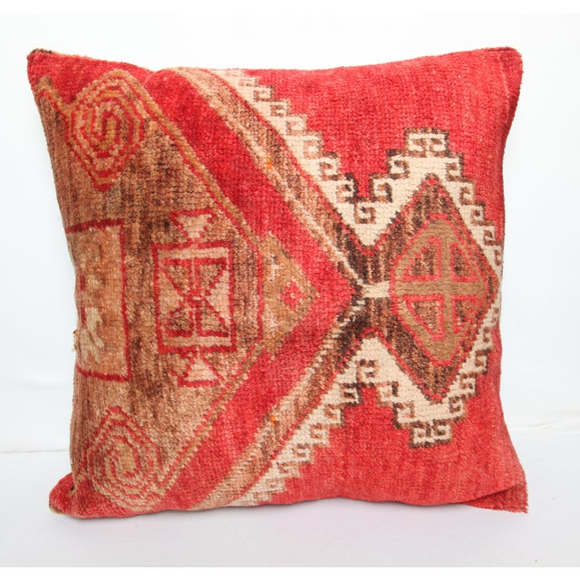Mid 20th Century Bohemian Decor Pillow – Handmade From Vintage Turkish Rug -24'' X 24'' For Sale - Image 5 of 9