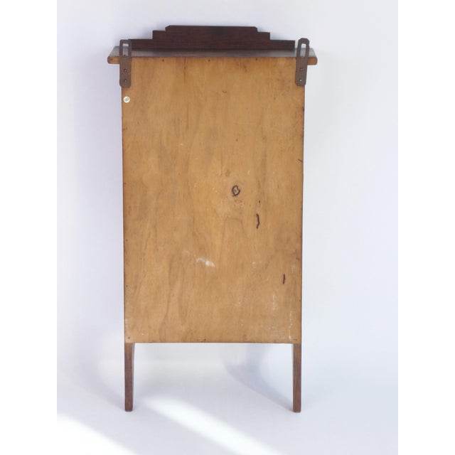 1920s Small Antique Art Deco Wooden Wall Cabinet with Beveled Mirror, 1920s For Sale - Image 5 of 11