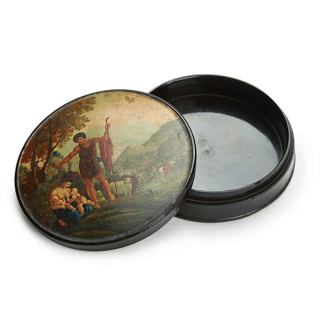 French Papier Mache Snuff Box Painted 1800 For Sale - Image 11 of 11