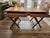 Traditional Vintage PTMC Regency-Style Writing Desk With Carved X-Form Base For Sale - Image 3 of 9