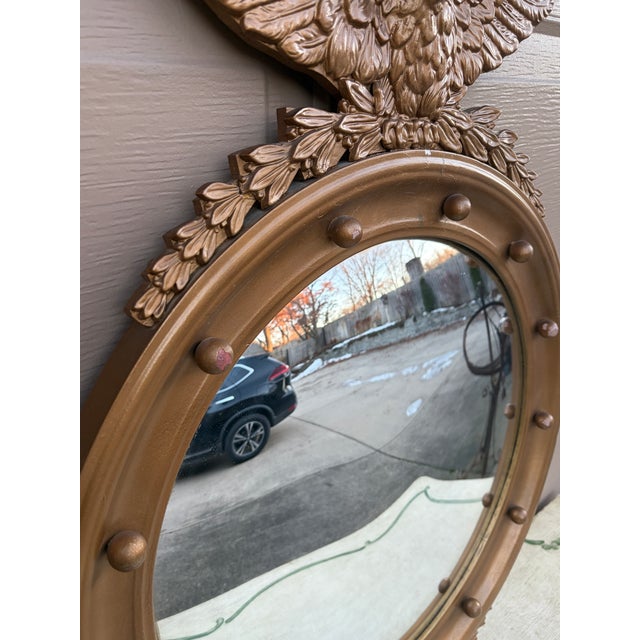 Mid 20th Century American Federal Giltwood Eagle Bullseye Convex Mirror For Sale - Image 9 of 10