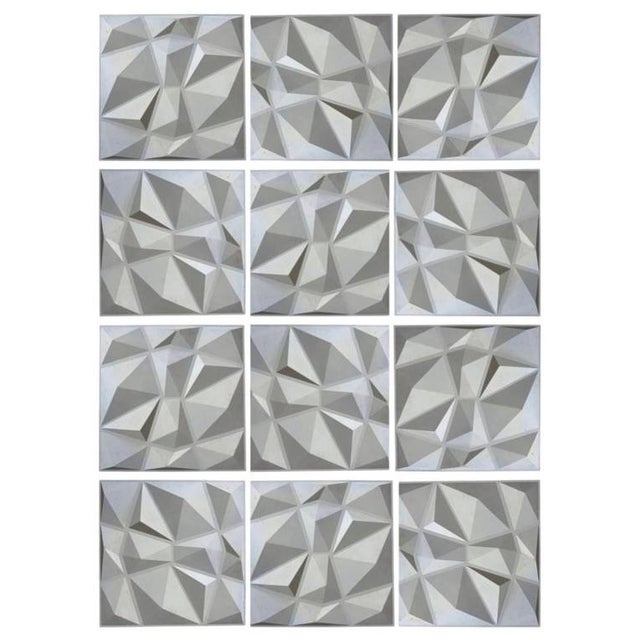 Mid-Century Modern Sculptural Geometric 3d Wall Art Panels, Set of 12 For Sale - Image 3 of 18