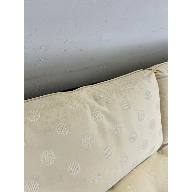 Chinoiserie Ming Inspired Black Lacquer Sofa With Vintage Upholstery For Sale - Image 9 of 12