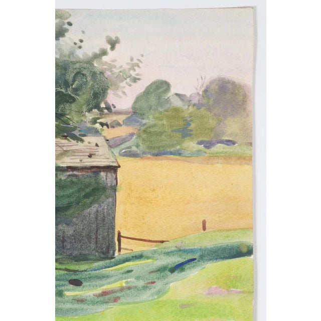 1920s 1922 New England Barn and Landscape Watercolor Painting by Egbert Cadmus For Sale - Image 5 of 7