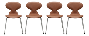 Series 7 Model 3107 Dining Chairs in Cognac Leather by Arne Jacobsen for Fritz Hansen, Set of 4