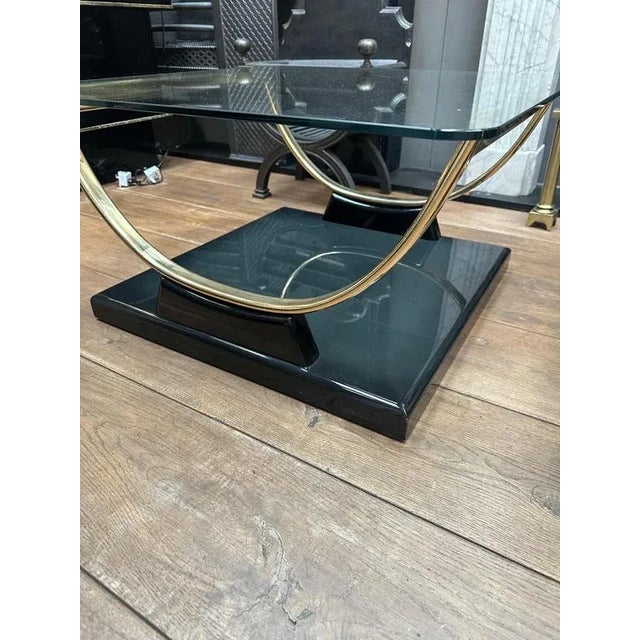 Black Lacquered and Brass End Tables, 1980s, Set of 2 For Sale - Image 9 of 13