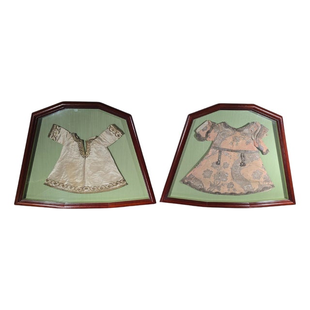 18th Century Embroidered Christ Child Garments, Framed, 1750s For Sale