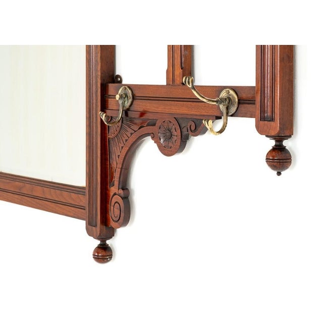 Victorian Hall Tree Coat Rack Mirror For Sale - Image 3 of 6
