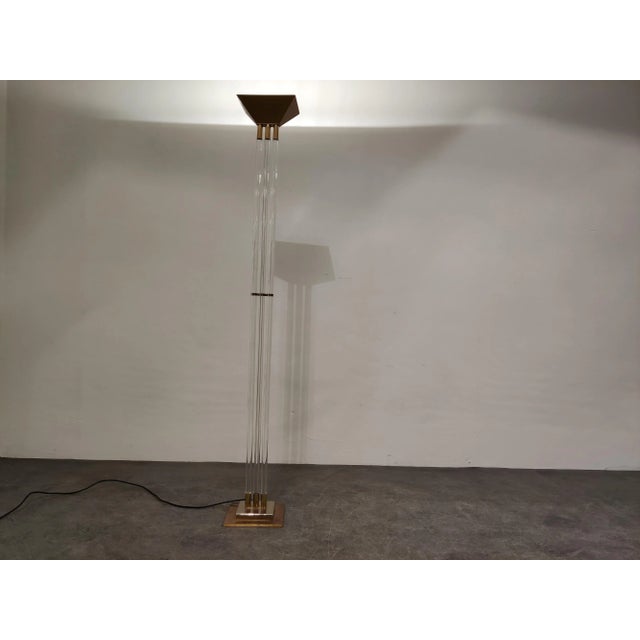Vintage Brass and Acrylic Glass Floor Lamp from Belgo Chrom, 1970s, in Very Good conditions. Designed 1970 to 1979 I have...
