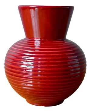 French Art Deco Vase in Red Ceramic from Saint Clément
