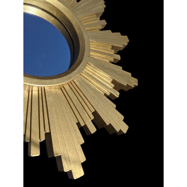 Early 21st Century Small Gold Sunburst Wall Mirror For Sale - Image 5 of 7