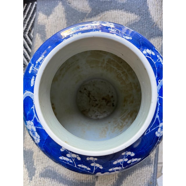 Large Antique Chinese Blue & White Porcelain Prunus Jar For Sale In Boston - Image 6 of 9
