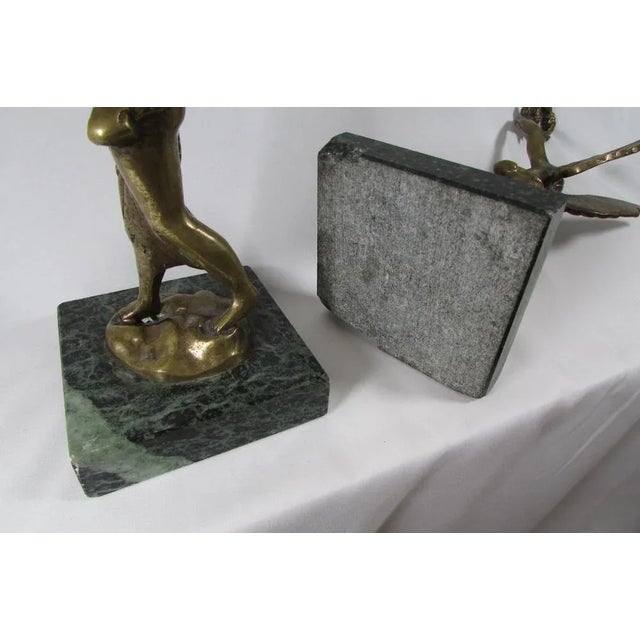 Bronze Statuettes on Marble Bases, Set of 2 For Sale - Image 4 of 10
