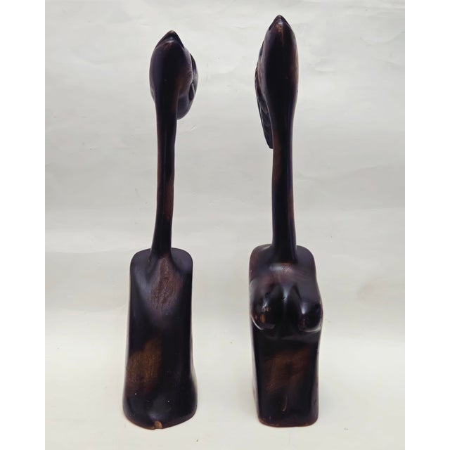 Mid 20th Century African Carved Wood Modernist Sculpture Male and Female Busts - A Pair For Sale - Image 4 of 18