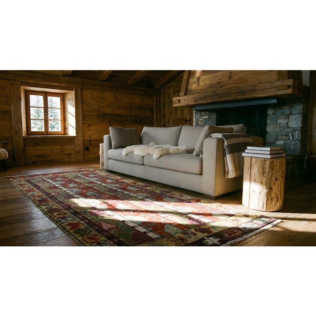 1880s Multicolor Abstract Geometric Antique Turkish Sivas Yastik Carpet Rug For Sale - Image 17 of 18