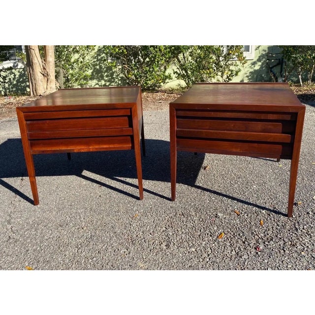 Wood Lane First Edition Walnut 2 Drawer End Tables/Nightstands - a Pair For Sale - Image 7 of 7