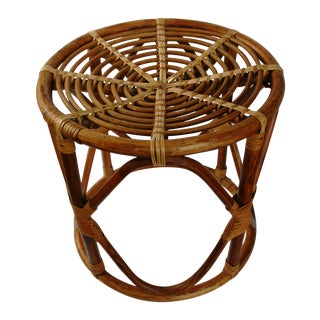 Vintage Franco Albini Style Rattan Stool For Sale