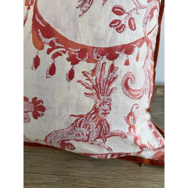 Early 21st Century Pair of Authentic Fortuny Pillows in the Mezzano Pattern With Velvet Backs For Sale - Image 5 of 10