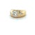 This gorgeous gypsy ring contains three burnish set old cut diamonds with the center old mine cut diamond weighing...