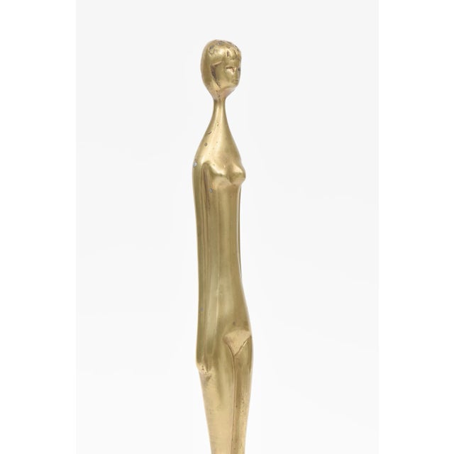 Vintage Brass and Black Granite Tall Female Elongated Sculpture, 1970's For Sale In Miami - Image 6 of 11