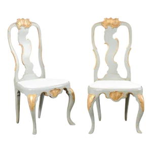 Danish Pair of 18th Century Period Rococo Side Chairs--Lined for Upholstery