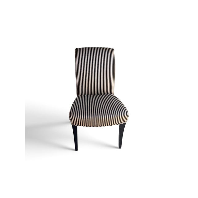 Late 20th Century Set of Four Contemporary Striped Parsons-Style Dining Chairs For Sale - Image 4 of 9