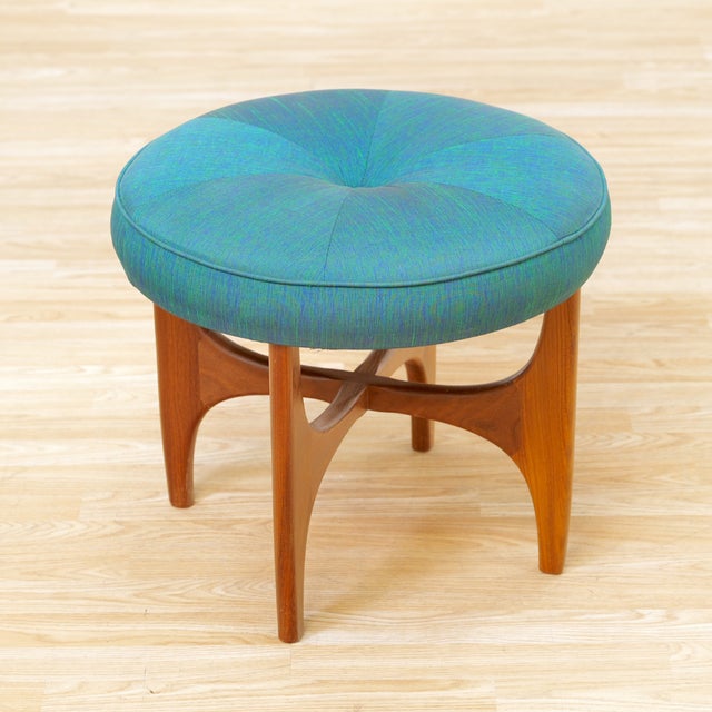 1960s Mid Century Astro Vanity Stool by G Plan in Teak & Teal For Sale In Los Angeles - Image 6 of 8