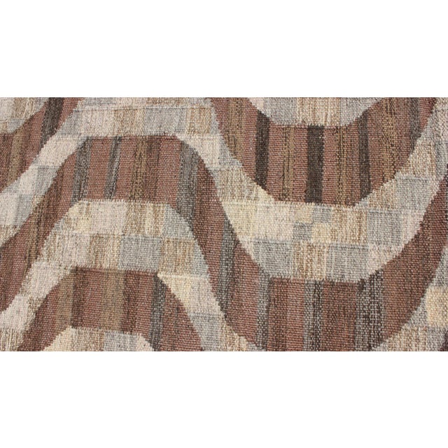 Textile Scandinavian Flat-Weave Rug With Modern Design in Brown, Coffee, Gray, Cream For Sale - Image 7 of 10