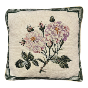 Vintage Floral Needlepoint Petite Point Pillow