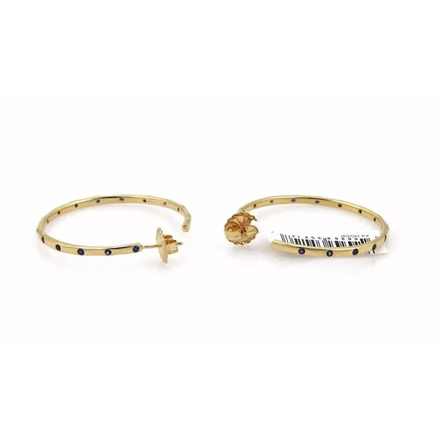 Contemporary Ippolita Glamazon Stardust Blue Sapphire 18k Yellow Gold Hoop Earrings, 2 Pieces For Sale - Image 3 of 6