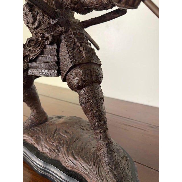 Japanese Bronze Samurai Warrior Sculpture With Spear, Early 20th Century For Sale - Image 11 of 16