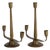 Vintage Three-Lamp Candlesticks in Engraved Brass, 1950s, Set of 2 For Sale