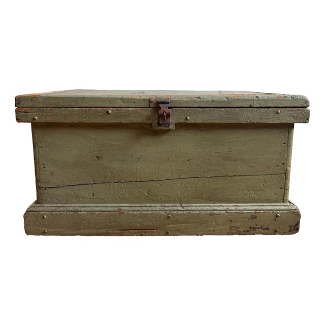 Antique Sage Green Carpenters Chest For Sale