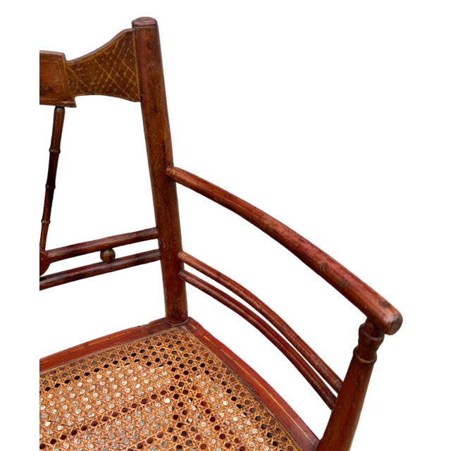 Chinoiserie Red & Gilt & Painted Chinoiserie Armchair For Sale - Image 3 of 9