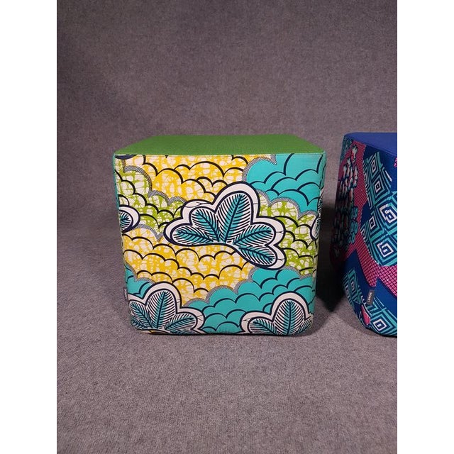 Wood Dot Point Ottomans by Michiel van der Kley for Lande, Set of 3 For Sale - Image 7 of 18