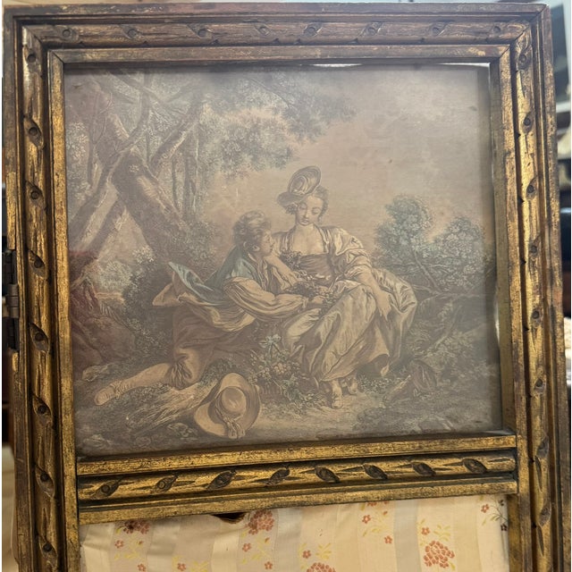 Antique Giltwood 3-Panel Screen | Boucher / Daullé Engravings, Four Seasons | French Rococo Revival Paravent For Sale - Image 16 of 16