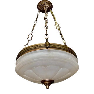 French Directoire Style Alabaster Chandelier Pendant Light For Sale