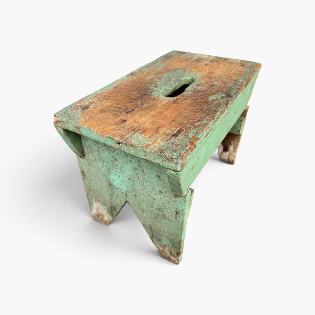 Vintage Farmhouse Wooden Step Stool Primitive For Sale - Image 4 of 9
