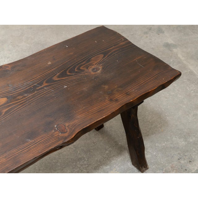 Wood Brutalist Coffee Table and Stools in Blackened Pine, 1960, Set of 6 For Sale - Image 7 of 13