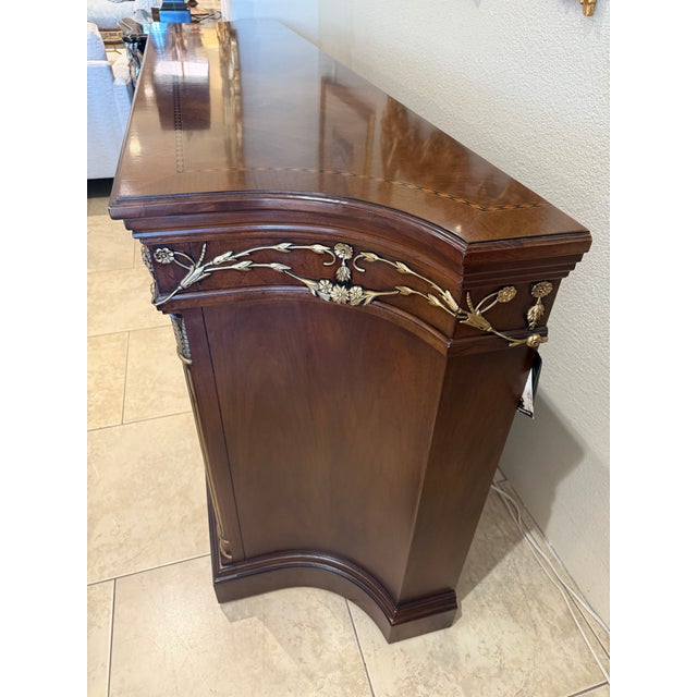 Regency Mahogany Inlaid Credenza W/Brass Grill Inset Doors For Sale - Image 10 of 18