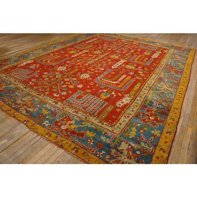 Late 19th Century Turkish Oushak Carpet ( 11' 5'' x 14' 6'' - 348 x 442 cm ) Antique Oushak Turkish Weeping Willow Pile...