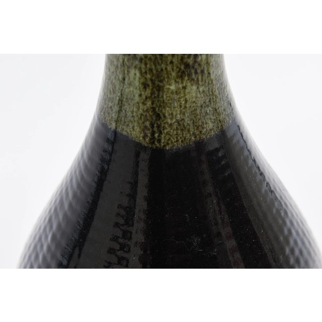 Italian Ceramic Tall Vase or Vessel Bottle Green, Black, Gray, Off White, Fantoni Syle, 90's For Sale In Miami - Image 6 of 8
