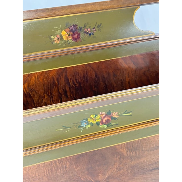 Neoclassical Sligh Grand Rapids Walnut Burl & Hand-Painted Full Bed For Sale - Image 6 of 18