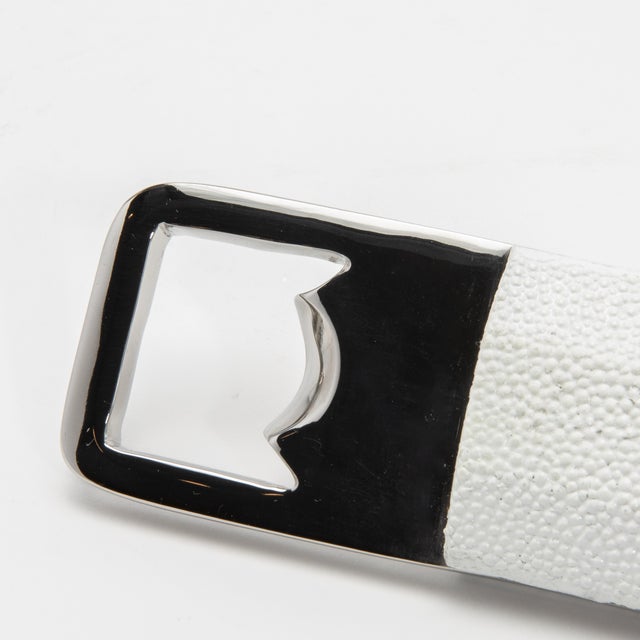 Transform everyday utility into a piece of art with this White Shagreen Bottle Opener by Kifu Paris. The soft white...