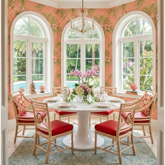 Set of Six McGuire Bamboo Target Back Dining Chairs For Sale - Image 9 of 11